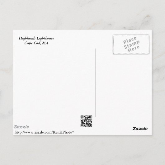 Cape Cod Lighthouse Postkarte (Rückseite)