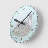 Cape Cod Lighthouse Runde Wanduhr (Winkel)