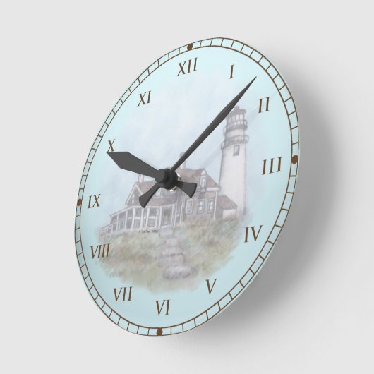 Cape Cod Lighthouse Runde Wanduhr (Winkel)