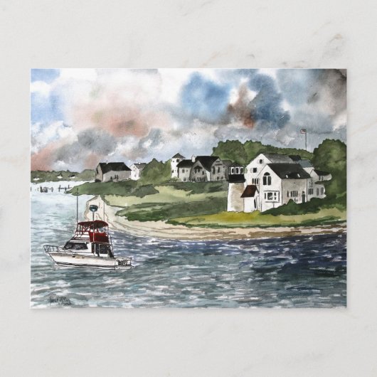 Cape Cod Lighthouse und Fischerboot Postkarte (Vorderseite)