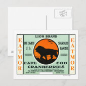 Cape Cod Lion Eatmor Cranberries Markenzeichen Postkarte (Vorne/Hinten)