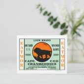 Cape Cod Lion Eatmor Cranberries Markenzeichen Postkarte (Stehend Vorderseite)
