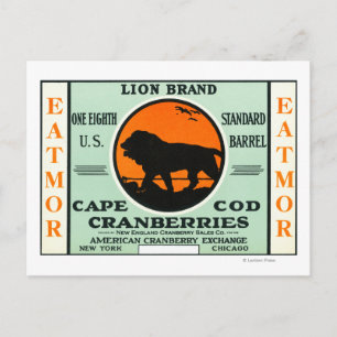 Cape Cod Lion Eatmor Cranberries Markenzeichen Postkarte