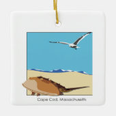 Cape Cod, MA Horseshoe Crab Seagull Beach Keramikornament (Vorderseite)