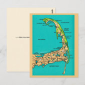 Cape Cod MA Karte Postkarte (Vorne/Hinten)