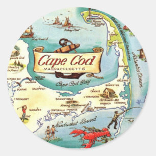 Cape Cod MA Karte Runder Aufkleber