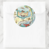 Cape Cod MA Karte  Runder Aufkleber (Tasche)