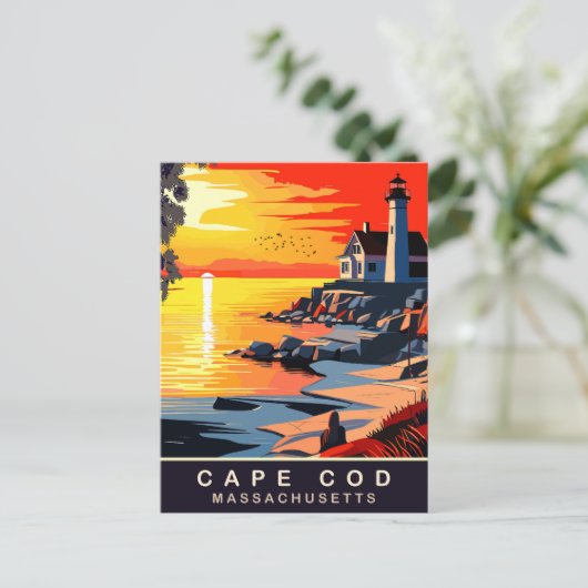 Cape Cod, MA, Sunset on Coast, Travel Postkarte (Stehend Vorderseite)