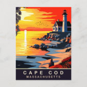 Cape Cod, MA, Sunset on Coast, Travel Postkarte (Vorderseite)