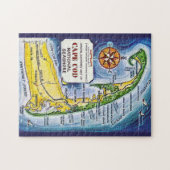Cape Cod  Ma Vintage 11x14 Map Puzzle (Horizontal)