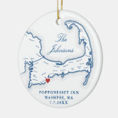 Cape Cod MA Wedding Foto Erstes Weihnachtsfest Keramik Ornament (Links)