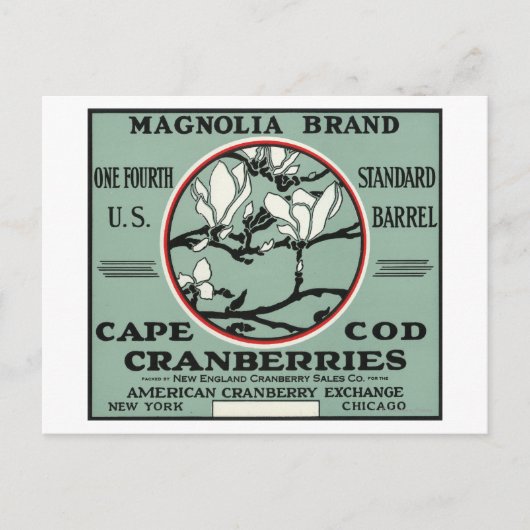 Cape Cod Magnolia Marke Cranberry Label Postkarte (Vorderseite)
