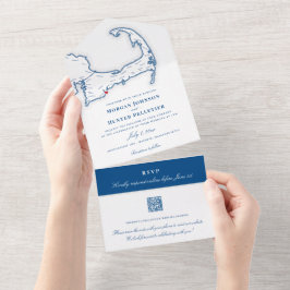 Cape Cod Map Elegant Navy Hochzeit All In One Einladung