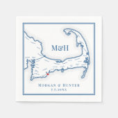 Cape Cod Map Elegant Wedding Serviette (Vorderseite)