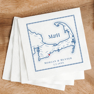 Cape Cod Map Elegant Wedding Serviette