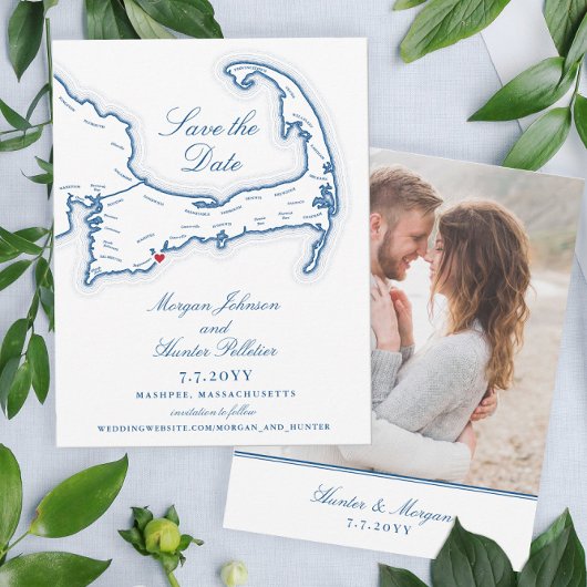 Cape Cod Map Elegante Hochzeit in Urlaubsort Save The Date