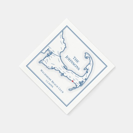 Cape Cod Map Elegante Personalisierte Hochzeit Nap Serviette (Ecke)