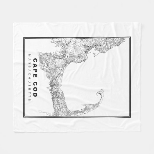 Cape Cod Map Fleecedecke (Vorderseite (Horizontal))