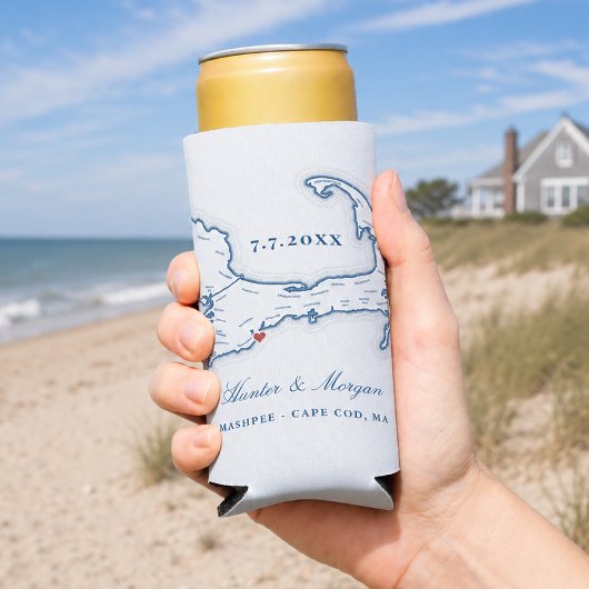 Cape Cod Map Gastgeschenk Hochzeit Drink Holder Selters Dosenkühler