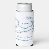 Cape Cod Map Gastgeschenk Hochzeit Drink Holder Selters Dosenkühler (Seltzer Vorderseite)