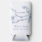 Cape Cod Map Gastgeschenk Hochzeit Drink Holder Selters Dosenkühler (Vorderseite)
