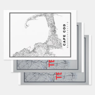 Cape Cod Map Geschenkpapier Set