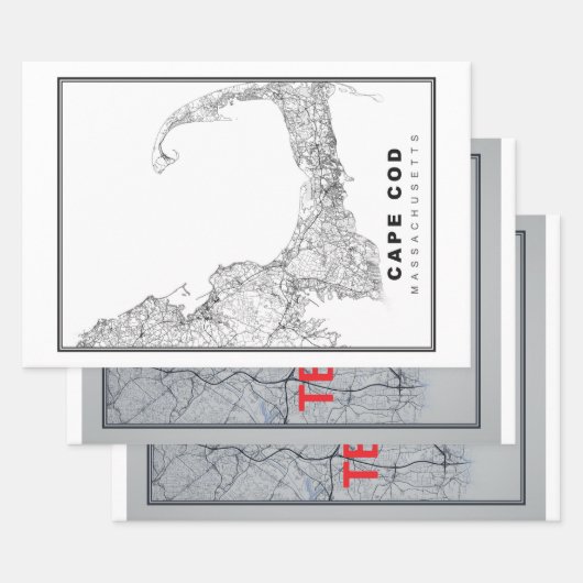 Cape Cod Map Geschenkpapier Set (Set)
