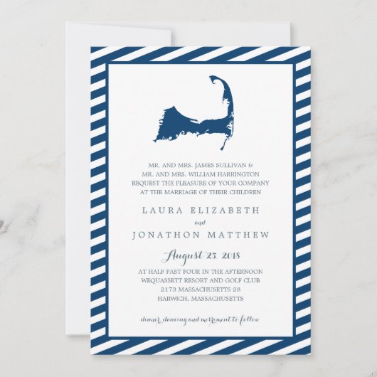 Cape Cod Map | Hochzeit Einladung (Vorderseite)