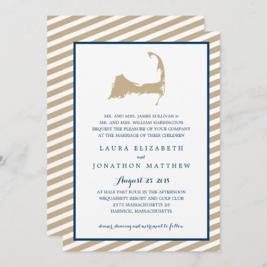 Cape Cod Map | Hochzeit Einladung (Vorne/Hinten)