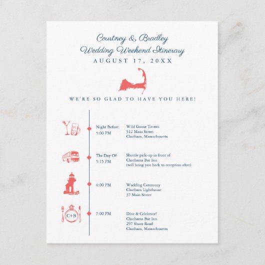 Cape Cod Map Hochzeitssaison Reisezeitschrift Begleitkarte (Vorderseite)