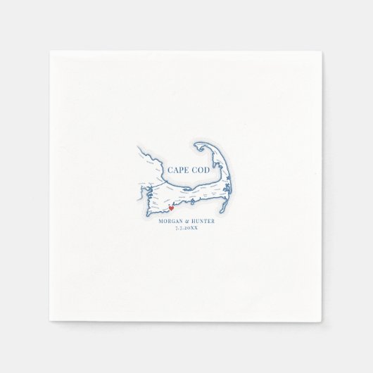 Cape Cod Map Napkins für Seashell Oyster Decoupage Serviette (Vorderseite)
