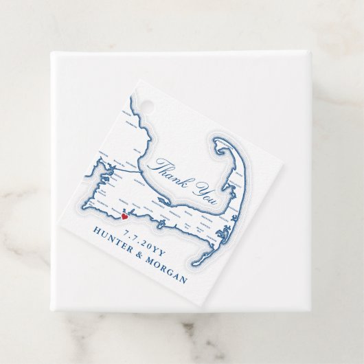 Cape Cod Map Navy Blue Wedding Geschenkanhänger (Beispiel)
