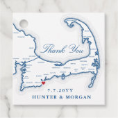 Cape Cod Map Navy Blue Wedding Geschenkanhänger (Vorderseite)