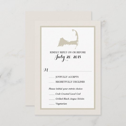 Cape Cod Map | RSVP-Menü Hochzeiten RSVP Karte (Vorne/Hinten)