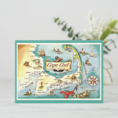 Cape Cod Massachusetts 5x7 Map Postcard Dankeskarte (Stehend Vorderseite)