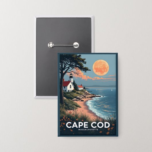 Cape Cod Massachusetts Button (Vorderseite/Rückseite)