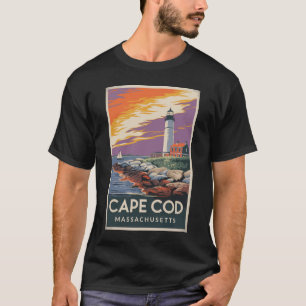 Cape Cod Massachusetts Illustration Reise Kunst T-Shirt