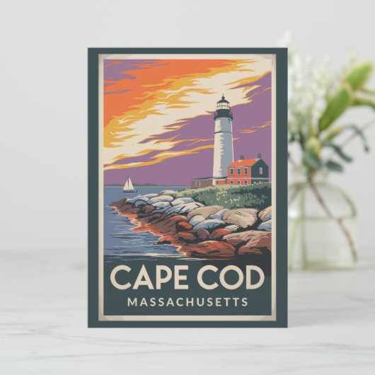 Cape Cod Massachusetts Illustration Reisen Einladung (Stehend Vorderseite)