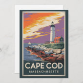 Cape Cod Massachusetts Illustration Reisen Einladung (Vorne/Hinten)