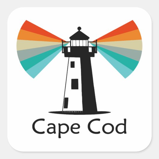 Cape Cod Massachusetts Leuchtturm Regenbogen Quadratischer Aufkleber (Vorderseite)