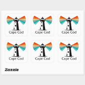 Cape Cod Massachusetts Leuchtturm Regenbogen Quadratischer Aufkleber (Blatt)