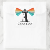 Cape Cod Massachusetts Leuchtturm Regenbogen Quadratischer Aufkleber (Tasche)
