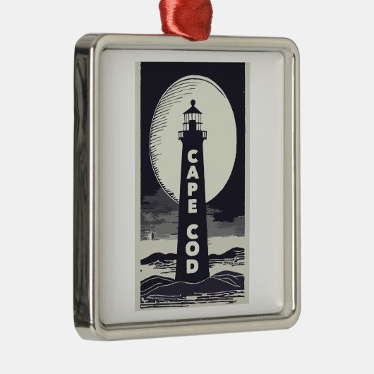 Cape Cod Massachusetts Lighthouse Moon Ornament Aus Metall (Rechts)