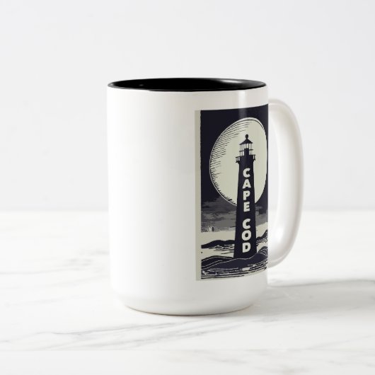 Cape Cod Massachusetts Lighthouse Moon Zweifarbige Tasse (VorderseiteRechts)