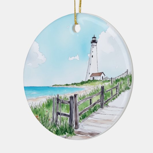 Cape Cod Massachusetts Lighthouse Wasserfarbe Keramik Ornament (Links)