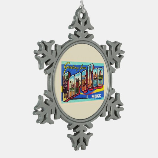 Cape Cod Massachusetts MA Large Letter Postcard Schneeflocken Zinn-Ornament (Links)