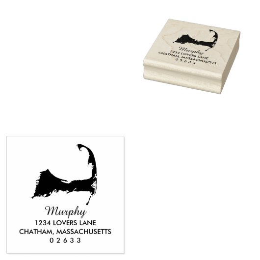 Cape Cod Massachusetts Map Wedding Gummistempel (Stempel)