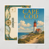 Cape Cod Massachusetts Nauset Light GeoSaga Postkarte (Vorne/Hinten)