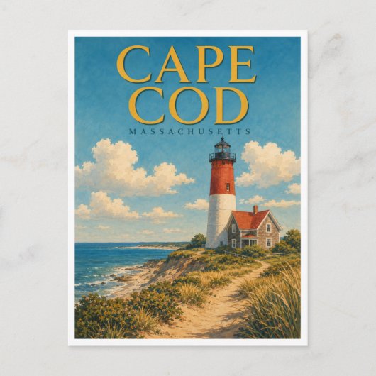 Cape Cod Massachusetts Nauset Light GeoSaga Postkarte (Vorderseite)