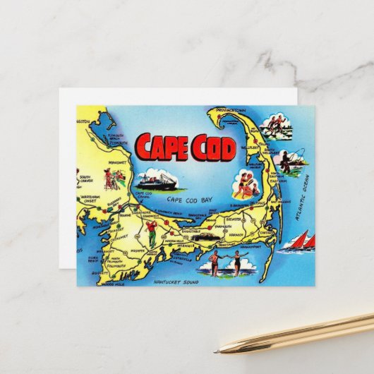 Cape Cod Massachusetts Postkarte (Vorderseite/Rückseite Beispiel)
